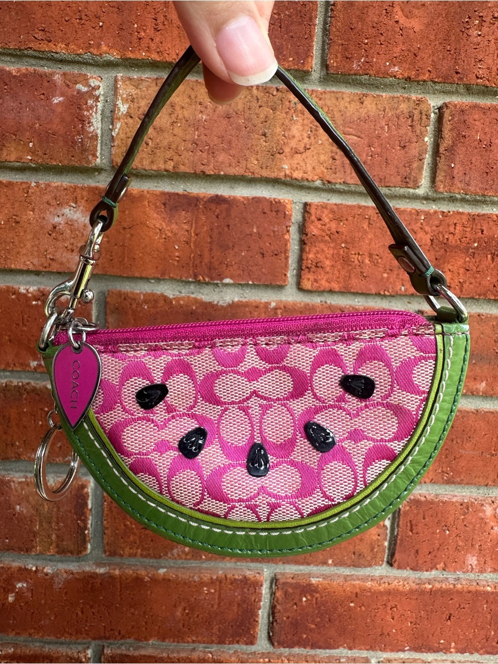 Coach Pink and Green Watermelon Wristlet Charm - Picture 2 of 4